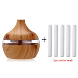 saengQ Electric Humidifier Essential Aroma Oil Diffuser Ultrasonic Wood Grain Air Humidifier USB Mini Mist Maker LED Light For