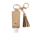 Hand Sanitizer Bottle with Tassel Keychain 30ML Portable Empty Reusable Bottle PU Leather Key Chains Holder Carriers