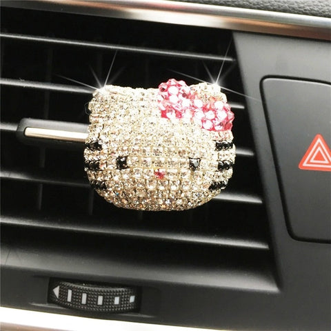 Car Air Freshener Perfume Women Diamond Hello TK Cat KT Air Conditioner Outlet Aromatherapy Clip Essential Oil  Diffuser