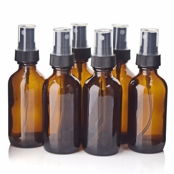 6pcs 2 Oz 60ml Amber Glass Spray Bottle with Fine Mist Sprayer for Essential Oils Aromatherapy Perfume Empty Cosmetic Containers